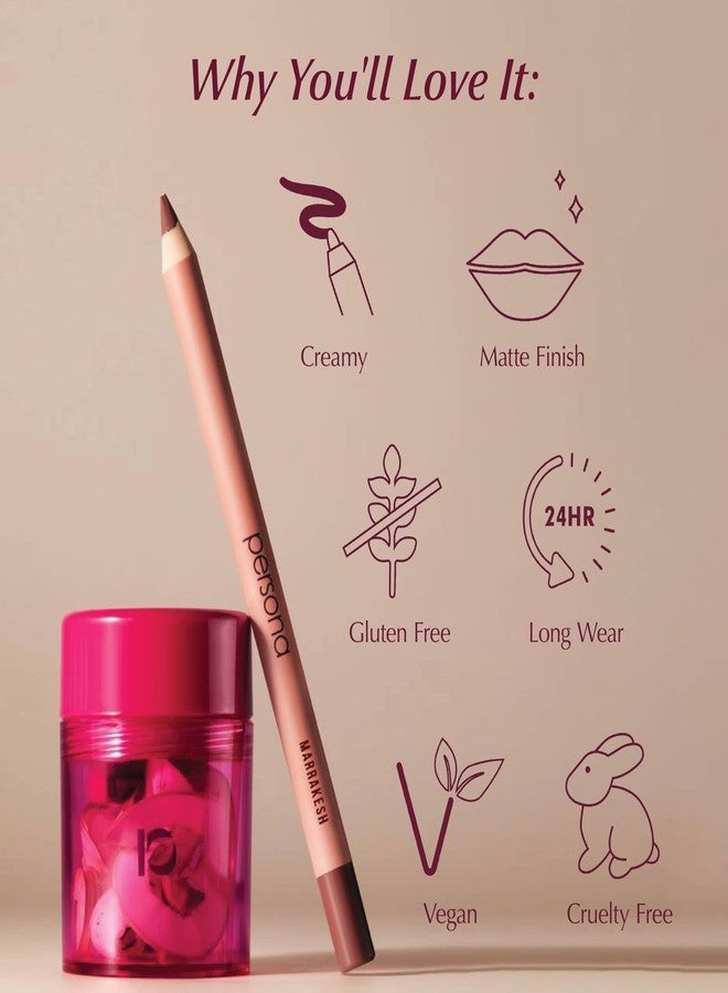 PERSONA Cosmetics Lip Liner | Creamy, Long-Wear Matte Pencil with Jojoba Oil | Hydrating & Easy to Apply | Shapes, Defines & Contours Lips | Vegan, Cruelty-Free, Paraben-Free | Made in USA, Mauve - Image 4